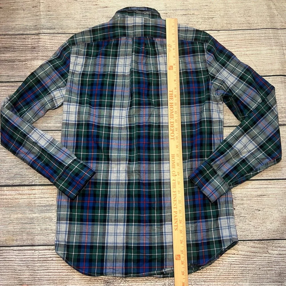 J Crew Classic Fit Plaid Button Down Shirt Mens Size‎ S Blue Green Red Cotton